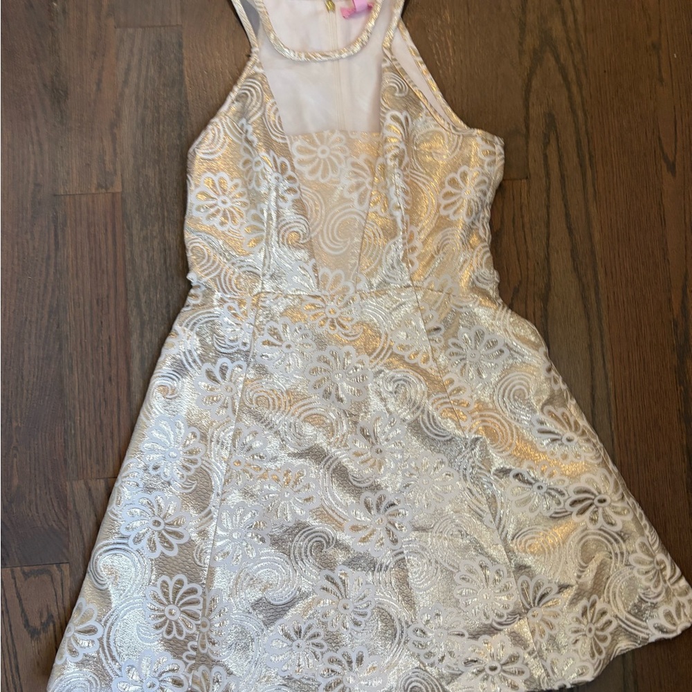 Lilly Pulitzer White and Gold Floral Dress